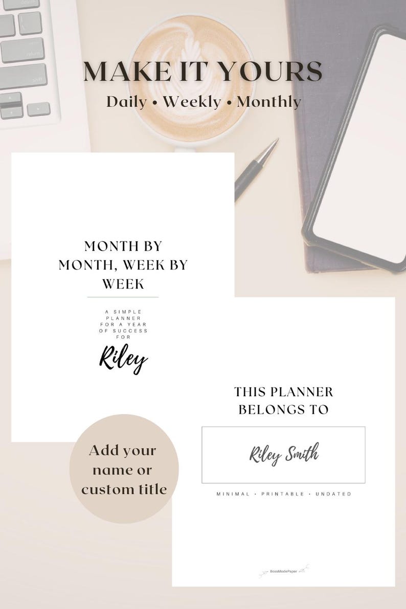 Personalized Planner Printable Bundle PDF | Minimalist Digital Planner ...
