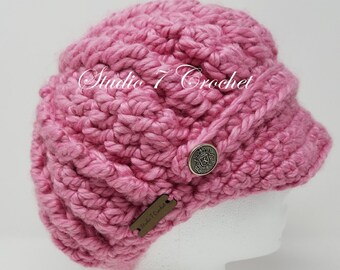 Newsboy cap, pink, teen or adult size