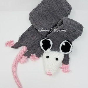 Opossum scarf, hand crocheted