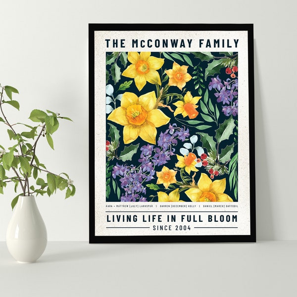 Our Family In Bloom Print / Birth Month Flowers (Unframed)