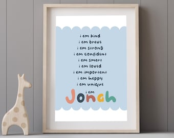 Positive Affirmations Print, Rainbow Print, Kids Room, New Baby Gift (Unframed)