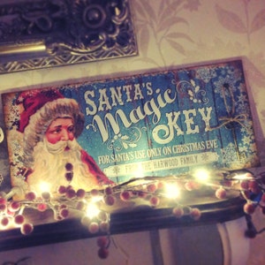 Santa's Magic Key, Christmas Ornament, Santa's Magical Key, Personalised. Christmas Decoration, Rustic Christmas Decor Blue