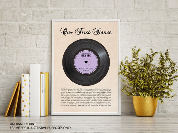 Our Song Personalised Record Print Anniversary Paper Wedding Gift First Dance