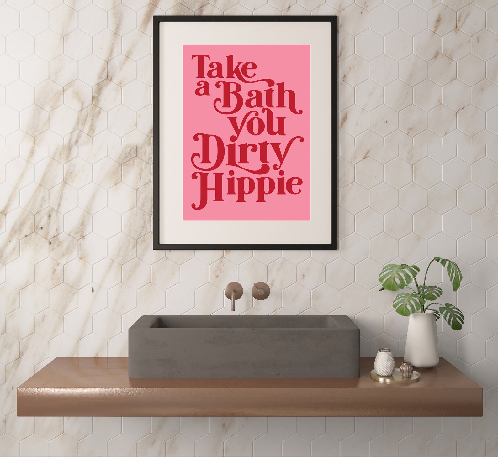 Take a Bath You Dirty Hippie Print Bathroom Print Bathroom Etsy