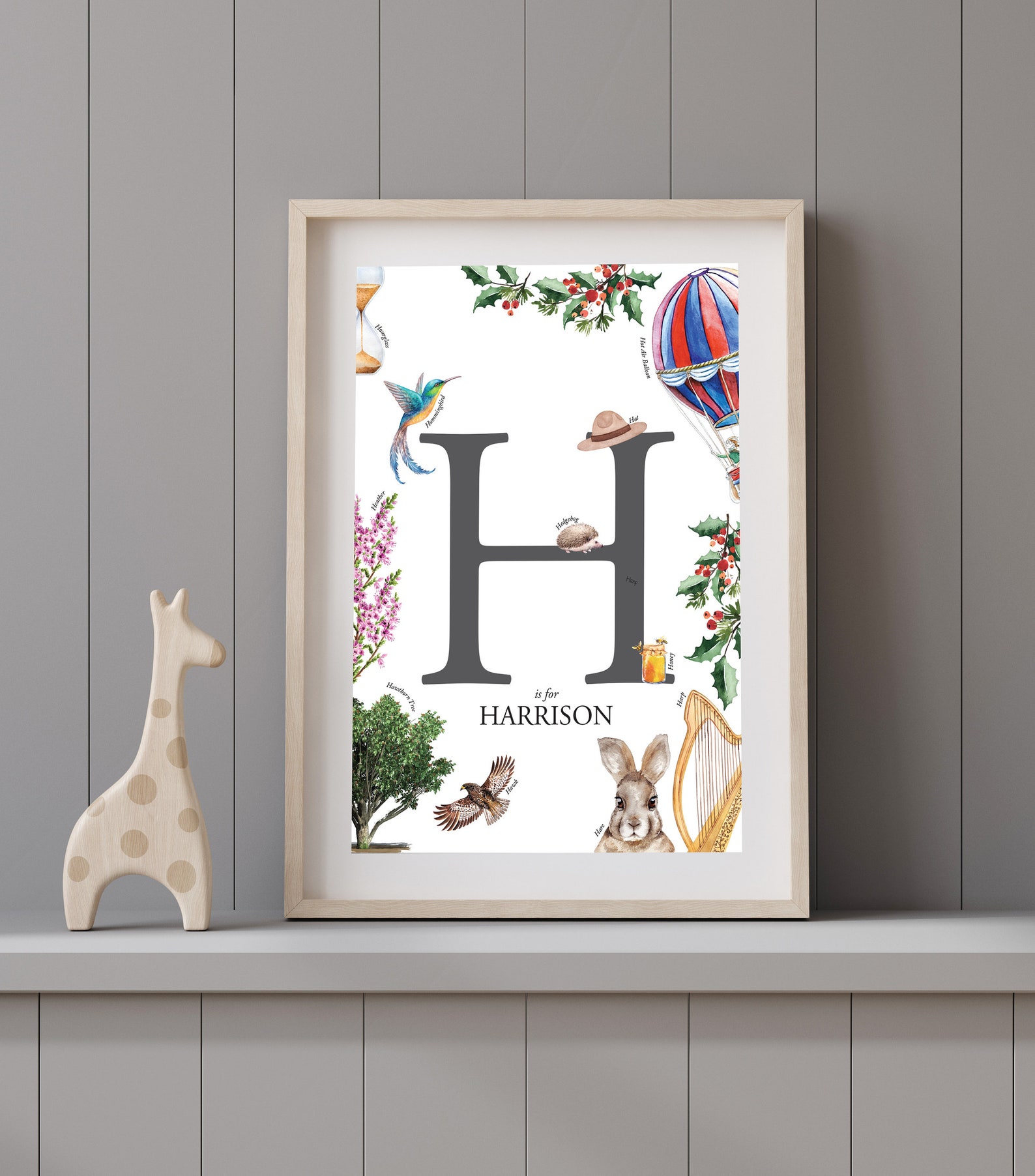 Nursery/child Alphabet Print Initial H Print New Baby Gift Etsy