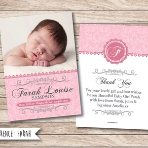Naissance / Baby annonce - bébé personnalisé Merci carte - fichier imprimable - téléchargement numérique - nouveau bébé - Baby Stats