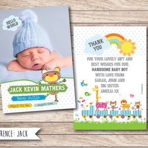Naissance d'annonce - Baby Merci Card - fichier imprimable - téléchargement numérique