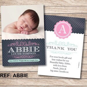 Naissance d'annonce - Baby Merci Card - fichier imprimable - téléchargement numérique
