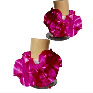 Handmade Cotton Fuchsia Pink Satin Ruffle Socks with Rose – Perfect for Weddings, Christenings, Photoshoots & Everyday Elegance