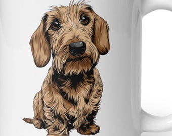 Wirehaired Dachshund Coffee Mug - Wirehaired Dachshund Dog Mug - Cream Wirehaired Dachshund Gift - Wire hair Dachshund Cup