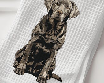 Paño de cocina con diseño de Labrador Retriever - Paño de cocina plateado con diseño de Labrador Retriever - Paño de cocina con diseño de Labrador Retriever plateado