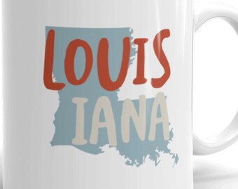 Louisiana USA Coffee Mug - LA State of Louisiana Souvenir Cup - Louisiana Mug -Louisiana Cup