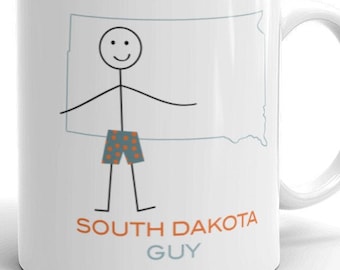 Funny Mens South Dakota Coffee Mug, SD South Dakota Gifts for Men - Mens South Dakota Guy Coffee Cup - South Dakota Mug