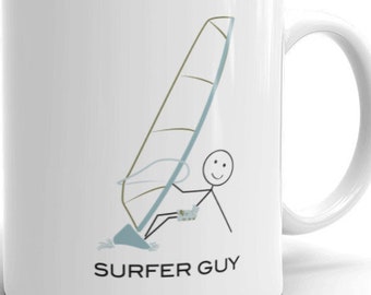 Funny Mens Windsurfing Coffee Cup, Boy Windsurfer Gift - Windsurfing Gift - Boys Windsurfing Coffee Mug - Windsurfing Mug