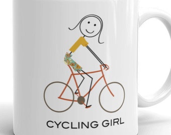 Funny Womens Cycling Coffee Mug, Biking Gifts Girls - Cycling Gifts - Girl Cyclist Coffee Mug - Cycling Coffee Cup - Cycling Mug