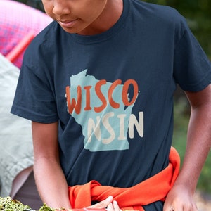 Youth Wisconsin USA T-Shirt - WI State of Wisconsin Souvenir Shirt - Kids Wisconsin Tee - Youth Wisconsin Shirt
