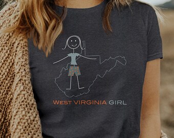 Women's Funny West Virginia T-Shirt, WV West Virginia Gifts for Women - Womens West Virginia Girl Shirt - W Virginia Tee