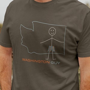 Funny Mens Washington T-Shirt, WA Washington Gifts for Men - Mens Washington Guy Shirt - Mens Washington Tee