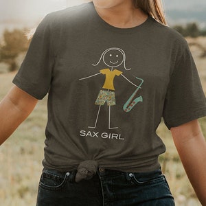 Funny Womens Saxophone Unisex T-Shirt, Girl Music Gifts - Girl Saxophone Shirt - Sax Girl - Saxophone Gift
