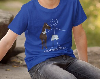 Youth Funny Boys Cowboy Horse T-Shirt, Boy Horse Lover Gift - Horse Gift - Kids Horseback Rider Shirt - Loves Horses Tee