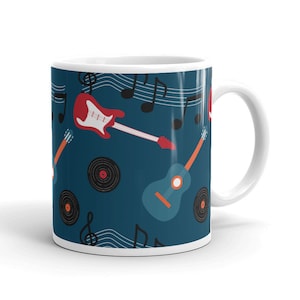 Music Lover Mug - Guitar Coffee Cup - Rockabilly Music Coffee Mug - Record Album Cup