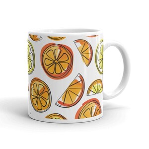 Orange and Limes Coffee Mug - Citrus Fruit - Illustrated Art