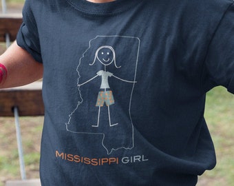 Youth Funny Girls Mississippi T-Shirt, MS Girls Mississippi Gifts - Kid Girls Mississippi Shirt - Youth Mississippi Girl Tee