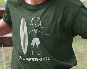 Youth Funny Girls Surfing T-Shirt, Girl Surfer Gift - Kids Surfing Gift - Girl Surfer Shirt - Surfer Tee