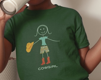 Youth Funny Girls Cowgirl T-Shirt, Girl Rodeo Horse Gift, Rancher - Cowgirl Gift - Kids Cowgirl Shirt - Cowgirl Tee - Horse Lover Shirt