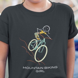 Youth Funny Girls Mountain Biking T-Shirt, Girl Mountain Biker Gift - Mountain Biking Gift - Kids Mountain Biking Shirt