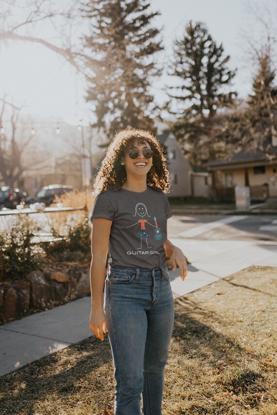 Womens Funny Womens Guitar T-shirt Girl 