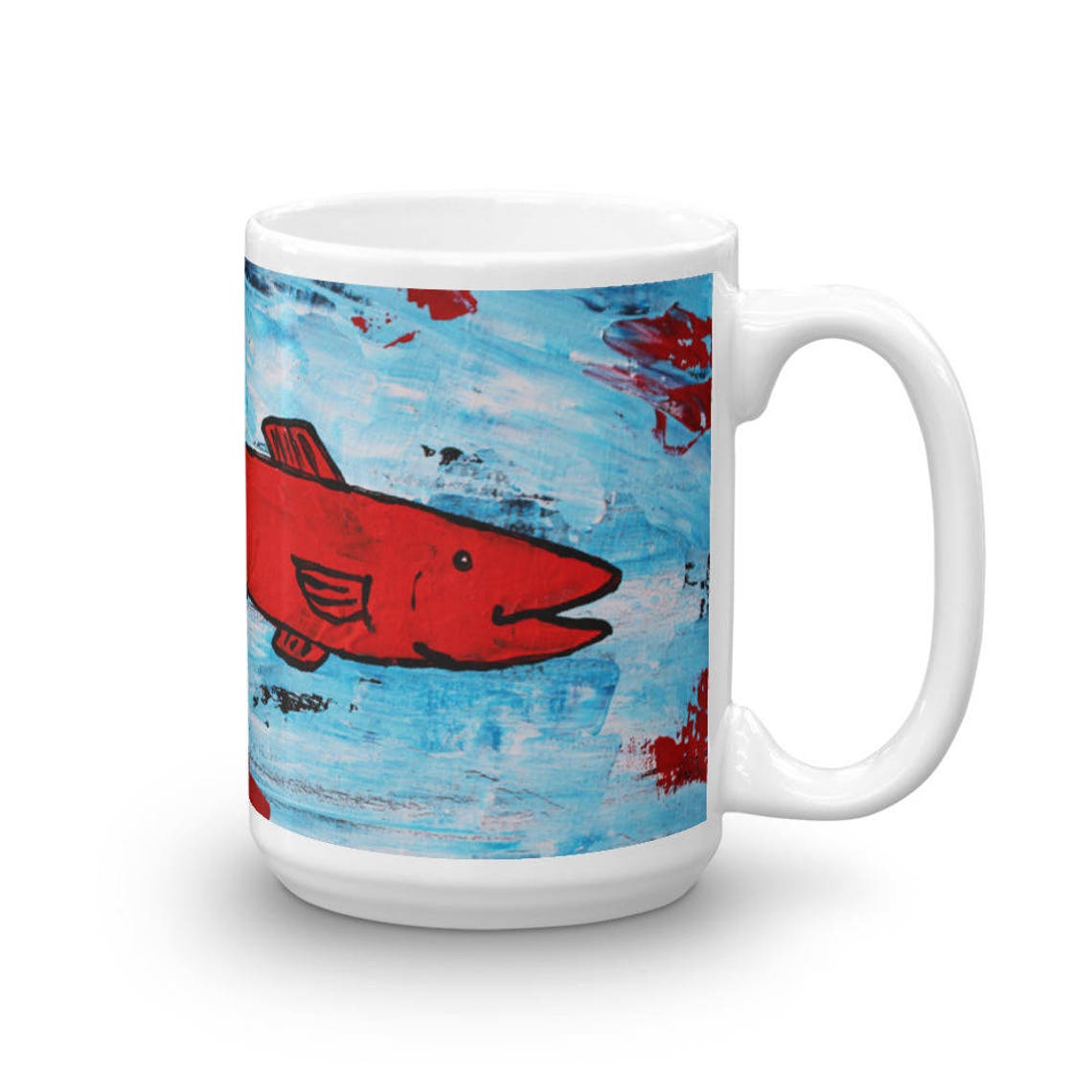 Red Fish Mug Red Fish Coffee Cup Painted Fish Cup Fish Etsy