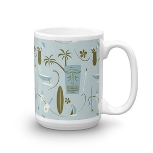 Retro Hawaiian Coffee Mug - Tiki Bar Cup - Surfing Mug - Coffee Cup - Hawaii