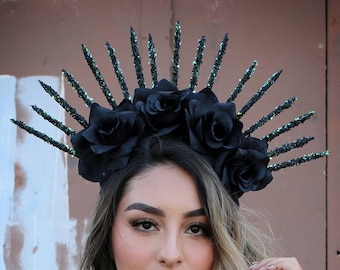 Virgin Mary Headpiece (Goddess Gala Crown Religious Halo Crown Gold Spike Headpiece Headress Catholic Virgin Mary Costume Saint Madonna)