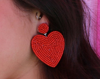 valentines statement unique jewelry Heart pendant earrings romantic dangle drop earrings