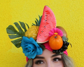 Fruit Turban Head Wrap (Fruit Miss Chiquita Cosplay Headband Carmen Miranda Costume Havana Nights Halloween Costume Fruit Headpiece Fruits)