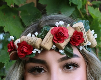 Wine Cork Crown (Wine Headband Food and Wine Festival Nappa Birthday Tiara Bachelorette Flower Crown Bridal Cork Tiara Rosé 21st Birthday)