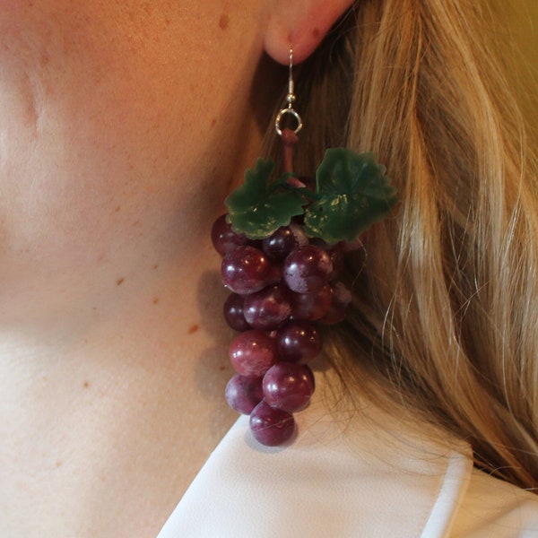 Grape Earrings (Fruity Headband Halloween Costume Fruits Headpiece Fruit Grapes and Vines Wine Country Greek Grecian Napa Valley Birthday)