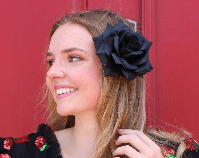 Black Rose Fascinator Clip clips Fascinator Hair Piece Boho Wedding