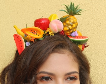 Fruits Flower Crown Headband (Fruit Mexico Summer Pineapple Watermelon Costume Fruit Headpiece Hat Costume Woodland Wreath Fruits Summer)