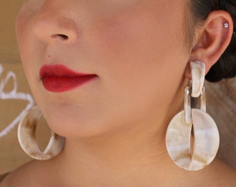 Dramatic Earrings (Faux Marble Earrings Bridal Earrings Wedding Earrings Geometric Drop Earrings Ivory Marble Large Statement Earrings)