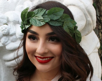 Leaf Headpiece (Leaves Headband Julius Caesar Costume Woodland Garden Grecian Greek Tiara Laurel Branch Wedding Bridal Halloween Costume)