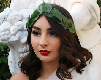 Leaf Headpiece (Leaves Headband Julius Caesar Costume Woodland Garden Grecian Greek Tiara Laurel Branch Wedding Bridal Halloween Costume)