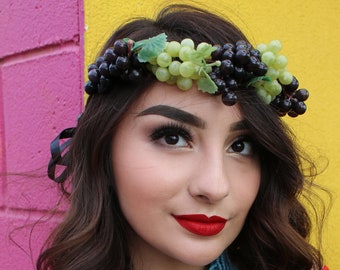 Grape Crown Headband (Fruity Headband Halloween Costume Fruits Headpiece Fruit Grapes and Vines Wine Country Greek Grecian Napa Valley)