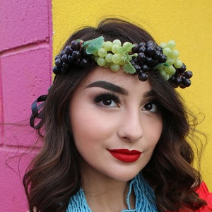 Grape Crown Headband (Fruity Headband Halloween Costume Fruits Headpiece Fruit Grapes and Vines Wine Country Greek Grecian Napa Valley)