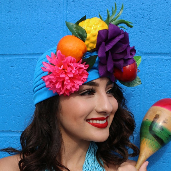 Fruit Turban Head Wrap (Fruit Miss Chiquita Cosplay Headband Carmen Miranda Costume Havana Nights Halloween Costume Fruit Headpiece Fruits)