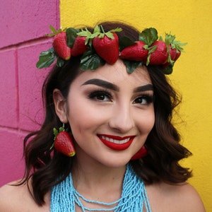 Strawberry Flower Crown Headband (Fruits Fruit Headpiece Hat Strawberry Headband Shortcake Wreath Fruits Strawberry Dress)