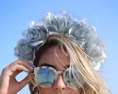 Silver Flower Crown Headband (Mexican Winter Wedding Bridal Headpiece Bride Party Music Festival Boho Gypsy Bridesmaids Adult Wreath Girl)