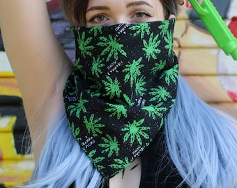 Weed Dust Mask (Marijuana Leaf Cannabis Bandana Scarf 420 EDM EMC Rave Snowboarding Mask Music Festival Bandana Pot Neck Scarf)