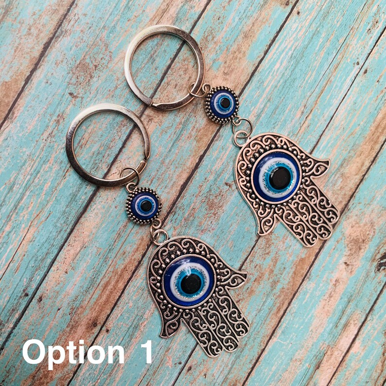 Hamsa Hand Keychain Protection Indian India Hand of Fatima Hand Boho Gypsy Spirital Gift for Her Evil Eye Keychain Yoga Accesories Ohm